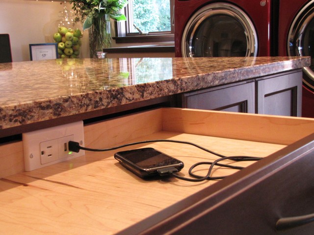 Drawer With Charging Station Traditional Laundry Room