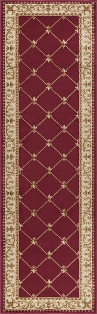 Orleans Traditional Border Area Rug, Red, 2'3''x7'3''