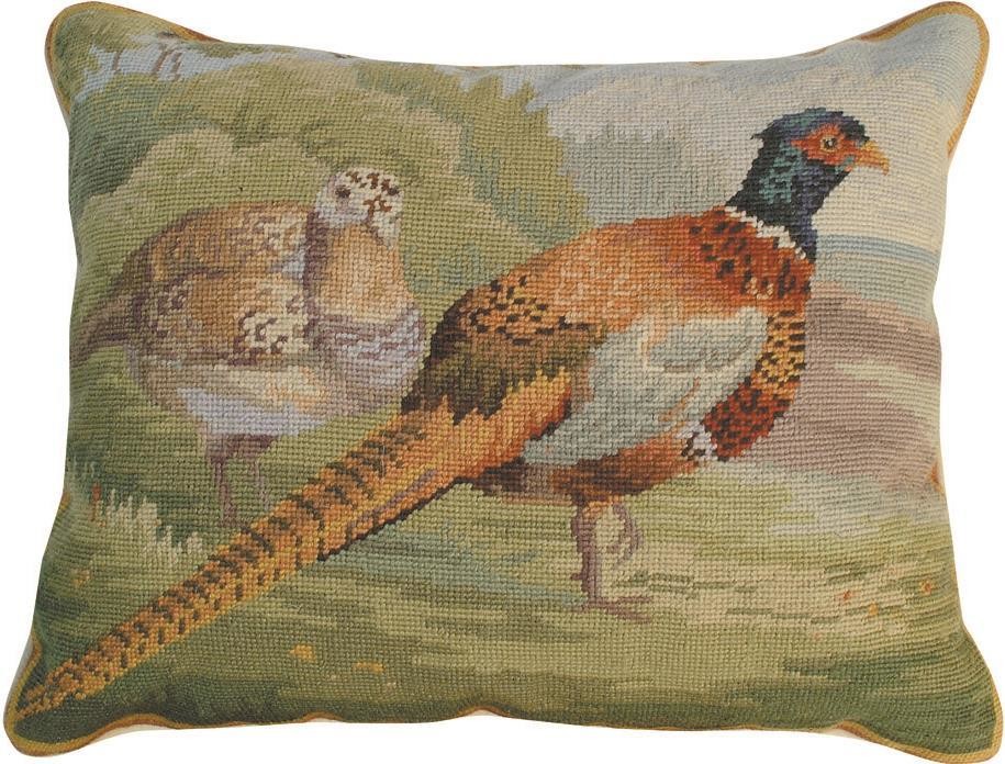 Throw Pillow Needlepoint Pheasants in the Field Bird Pheasant 16x20