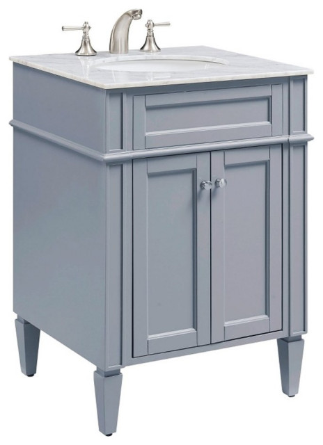 Elegant Decor Park Ave 24" Wood Single Bathroom Vanity in Gray, 24 ...