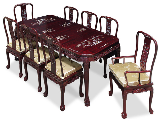80 Rosewood Queen Ann G Motif Dining Table With 8 Chairs 80 Rosewood Queen Ann G Motif Dining Table With 8 Chairs Asian Sets By China Furniture And Arts