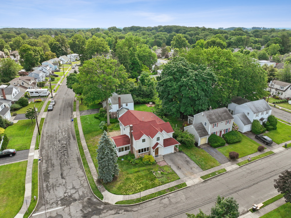 Aerial View of Two-Story Home on Corner Lot