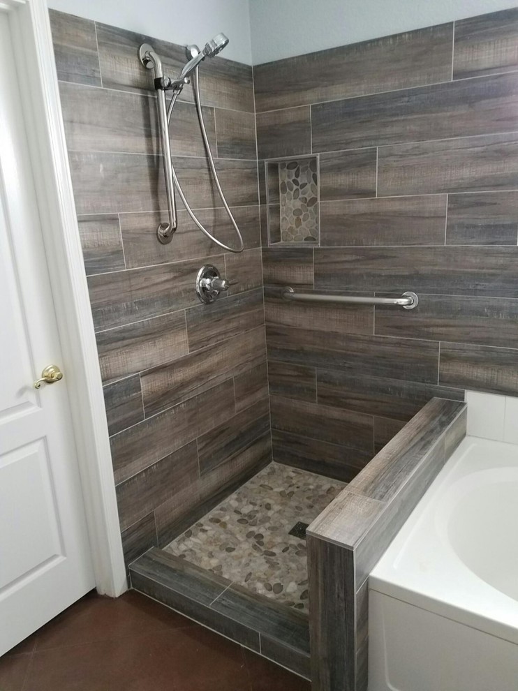 Wood look Tile Bathrooom Remodel Contemporary Bathroom Phoenix