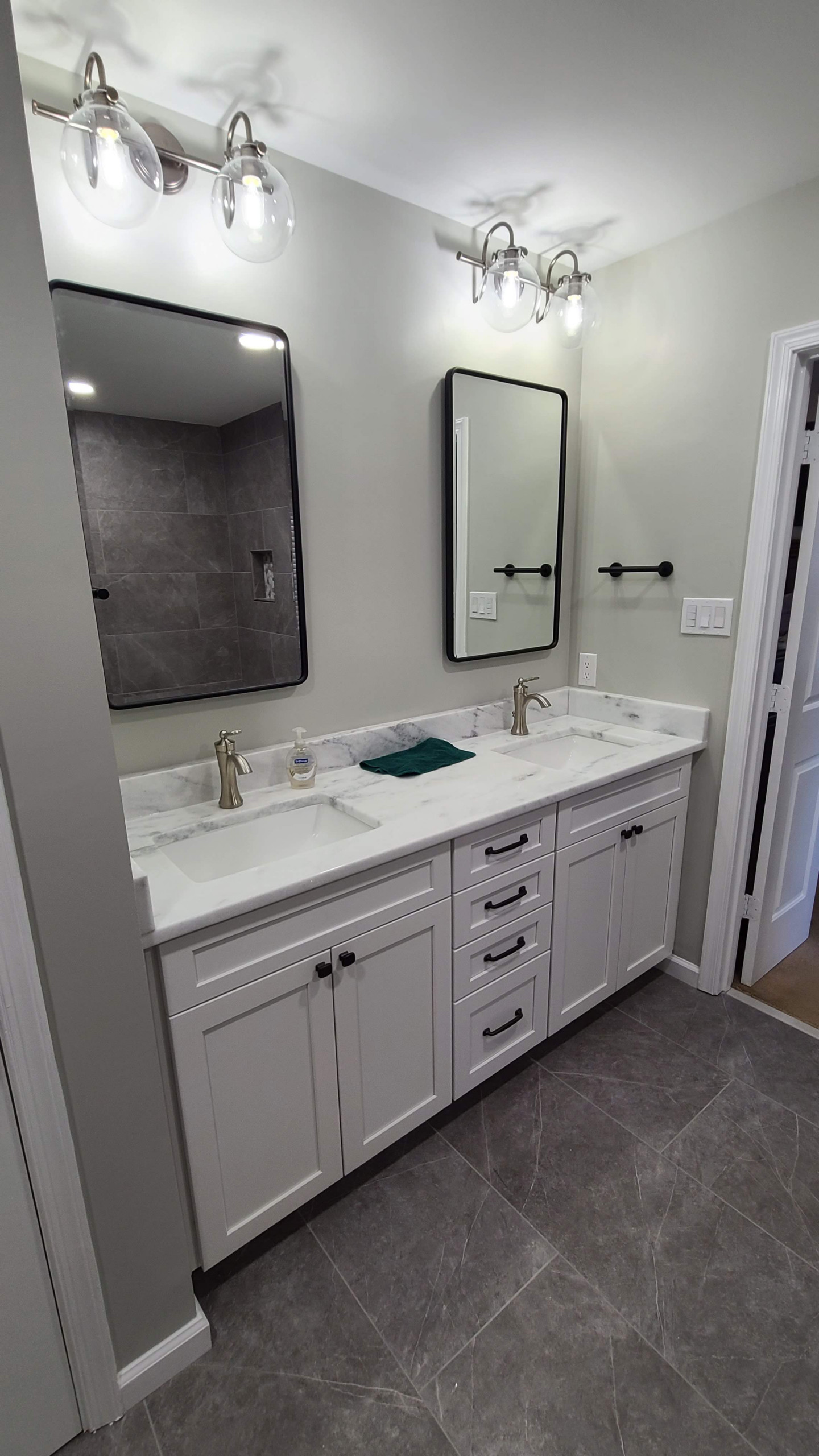 Dove Grey Contemporary Bathroom Remodel