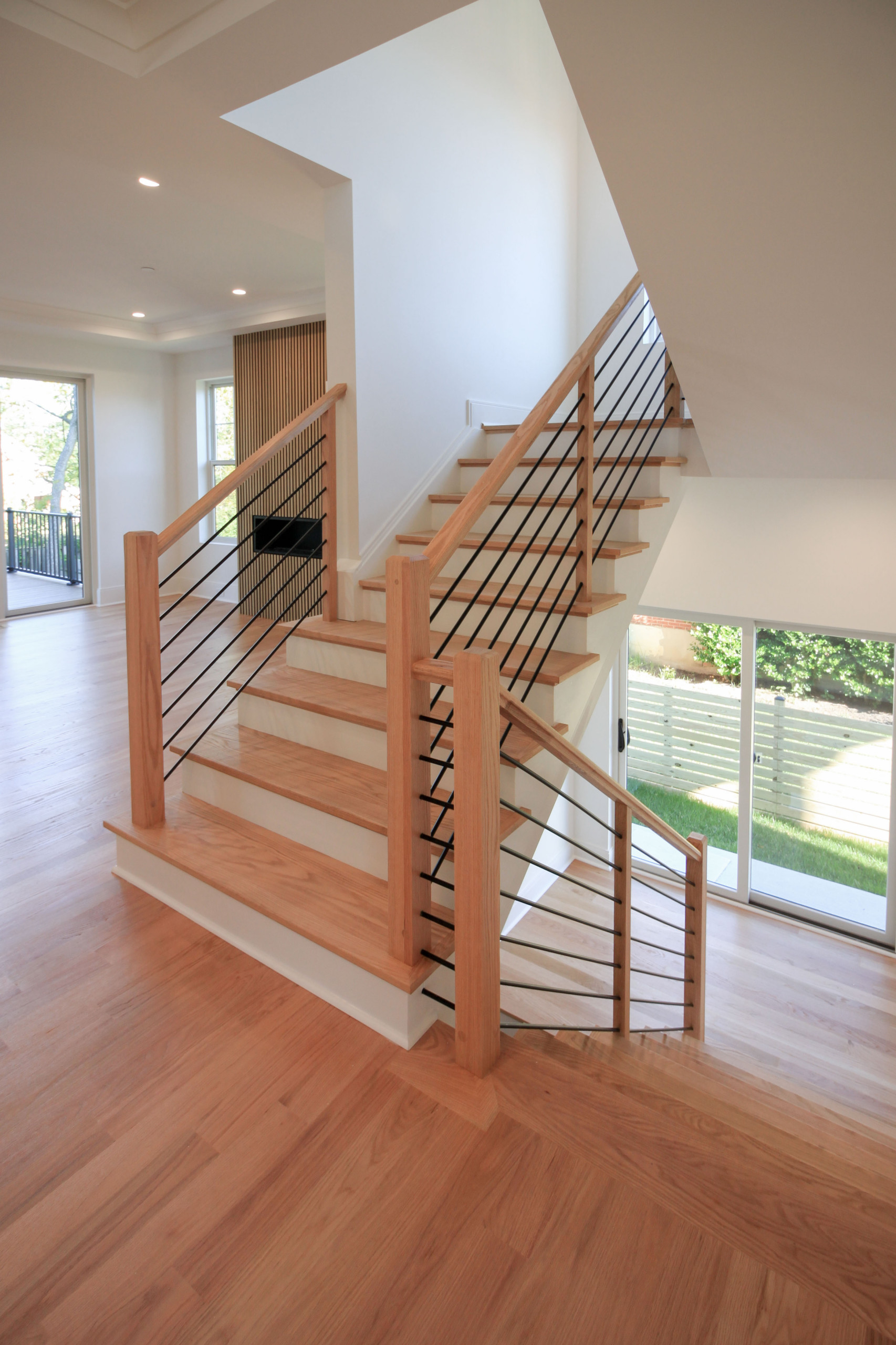 94_Neutral Color Floating Staircase with Metal Balusters, Bethesda MD 20817