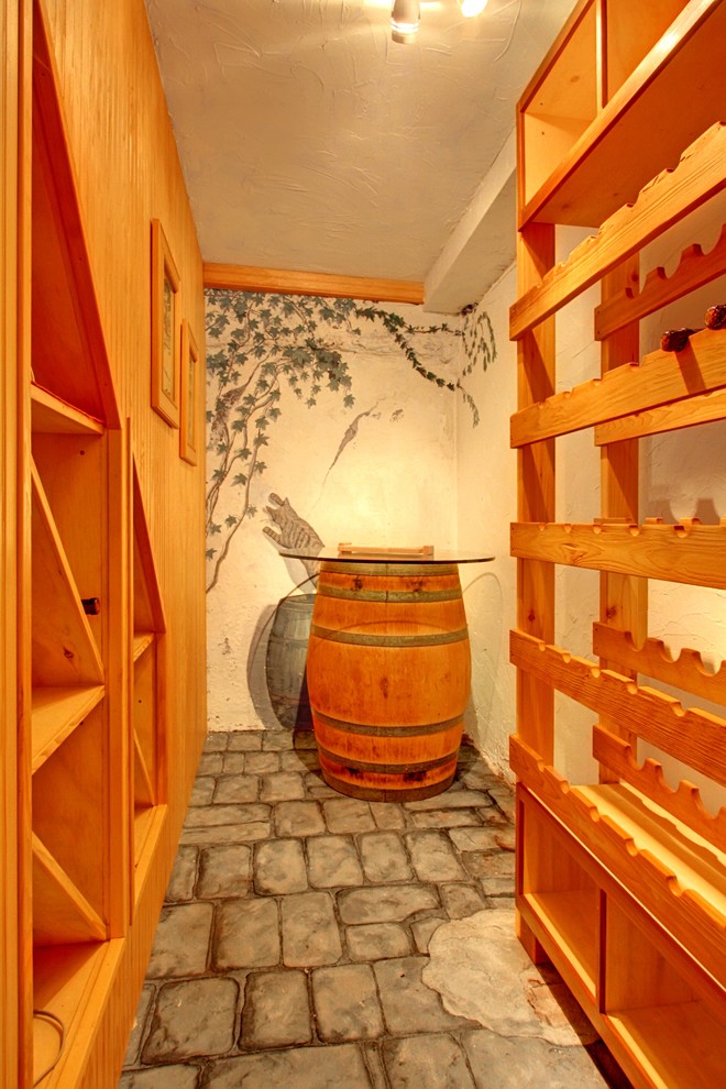 Design ideas for a country wine cellar in Seattle.