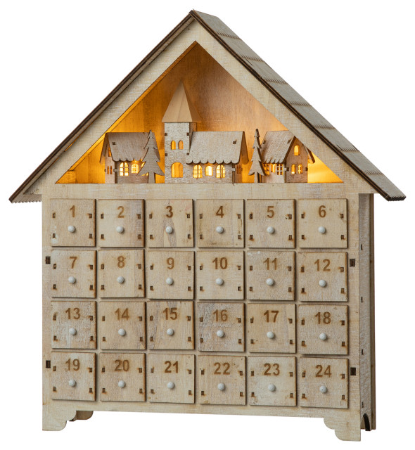 14.17"L Wooden LED Countdown Farmhouse