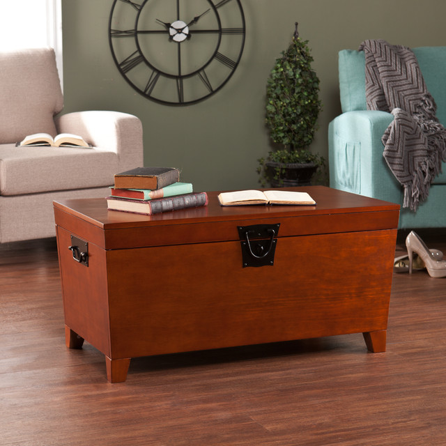 Upton Home Pyramid Trunk Oak Cocktail Table