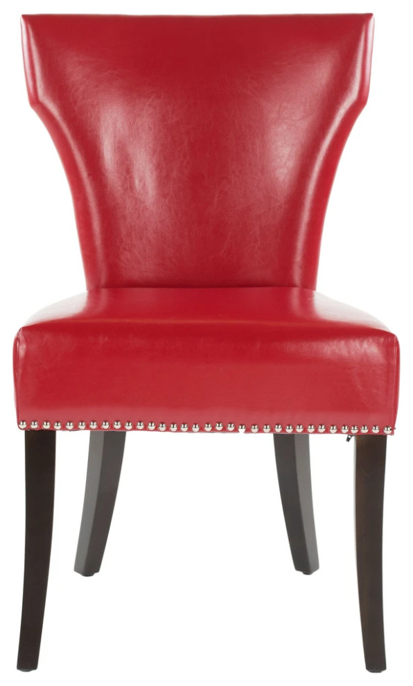 Kash 22'' H Dining Side Chairs set of 2 Silver Nail Heads Red