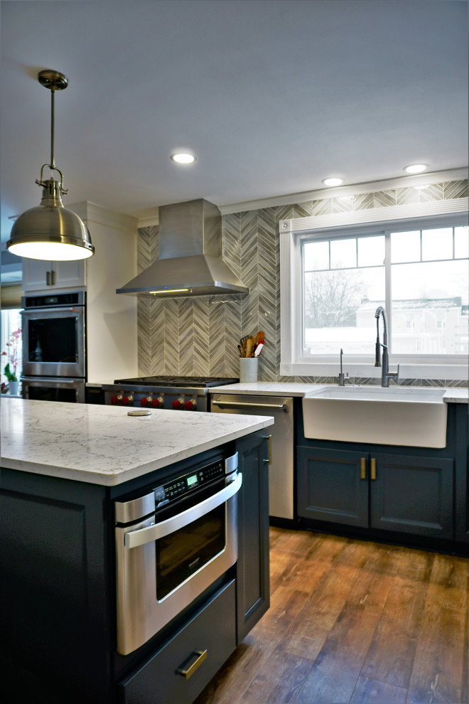 Example of a transitional kitchen design in New York