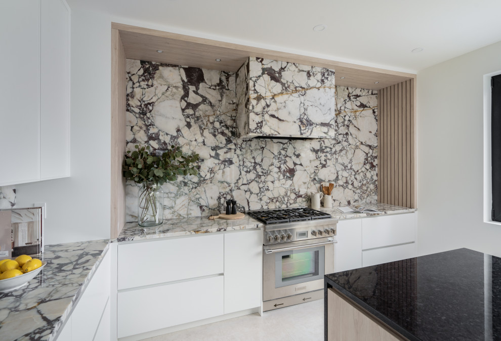 Modern Luxury Kitchen with Dramatic Marble