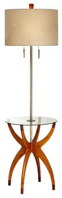 Pacific Coast Lighting Vanguard 64" Wood Floor Lamp with Tray in Cherry Blossom