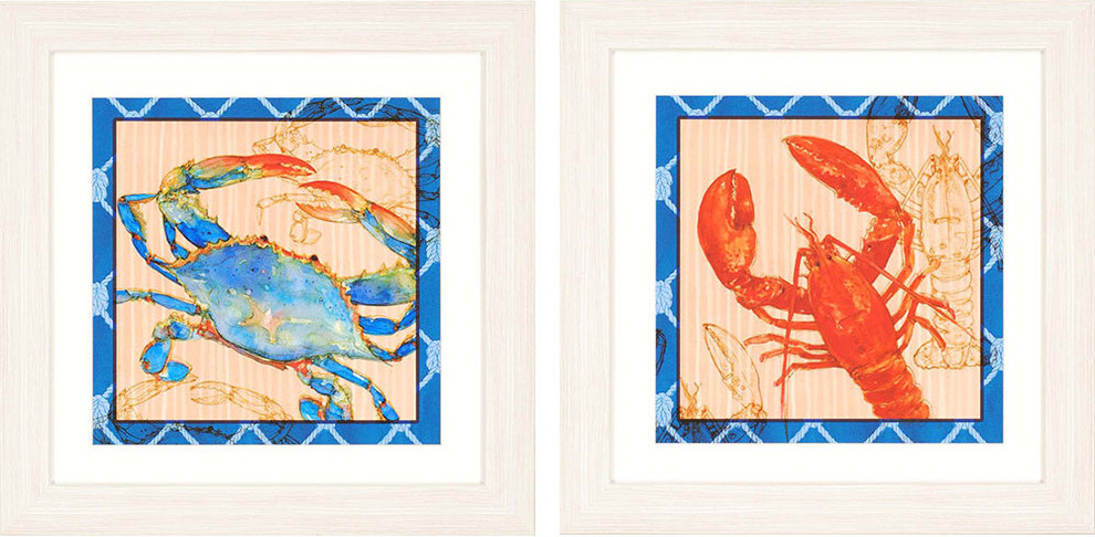 Crab and Lobster Artwork, Set of 2, 24"x24"