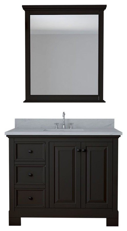 Harrisburg 42" Single Bathroom Vanity, Espresso With Mirror