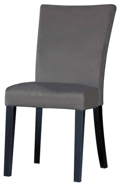 Grey Microfiber Modern Parson Side Chair, Set of 2