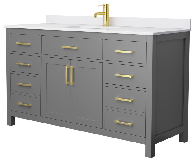 60"SGL Vanity Dark Blue Transitional Bathroom Vanities And Sink