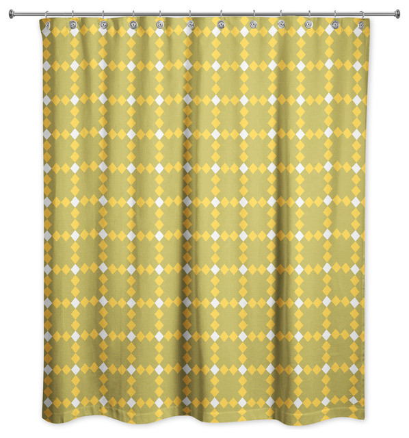 Yellow Check Plaid Shower Curtain Contemporary Shower Curtains by