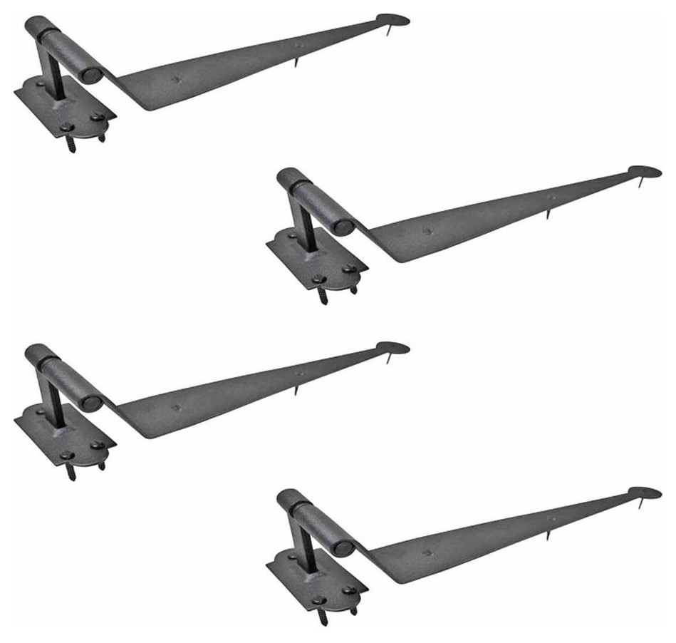 Black Offset Strap Pintle Hinge 11 3/4" L Cast Iron Shutters Window