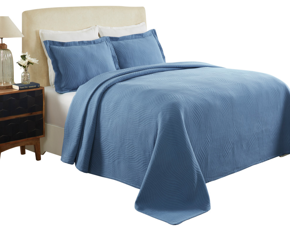 Cascade Cotton Jacquard Matelassé 3Piece Bedspread Set Contemporary