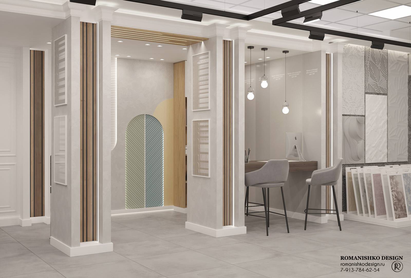 Дизайн выставочного зала магазина лепного декора "HIWOOD"