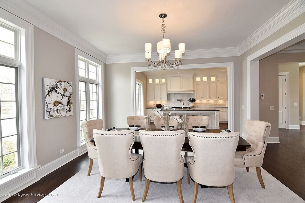 Example of a transitional dining room design in Chicago