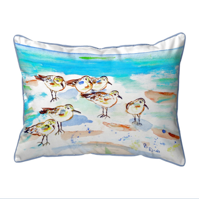 Betsy Drake Seven Sanderlings Large Corded Indoor/Outdoor Pillow 16x20 ...