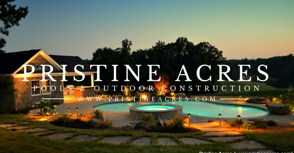 Example of a huge transitional backyard concrete paver and freeform natural pool house design in DC Metro