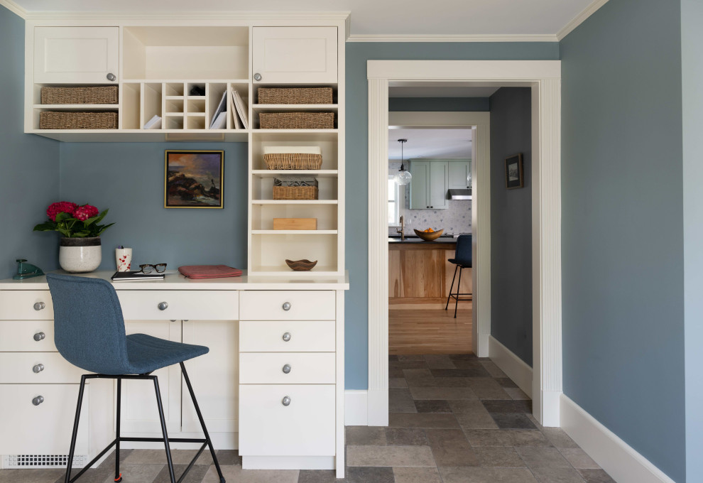 Inspiration for a transitional home office remodel in Boston