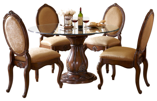 Lavelle Melange 5 Piece Round Gl Top Dining Table Set Lavelle Melange 5 Piece Round Gl Top Dining Table Set