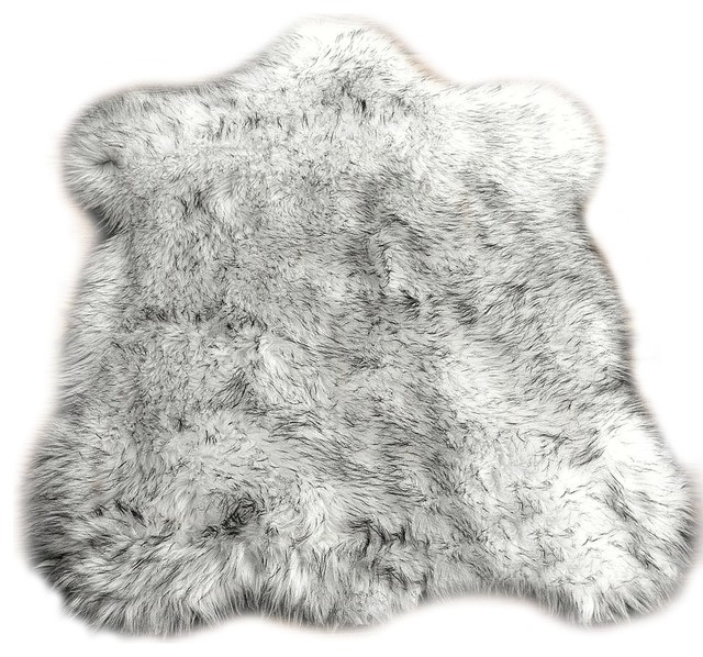 Black Tip Russian Wolf Faux Fur Shag Throw Area Rug - Contemporary ...