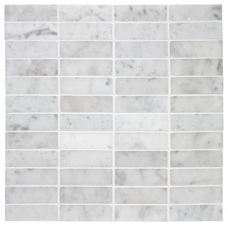 Stacked Carrara Marble Mosaic traditional-tile