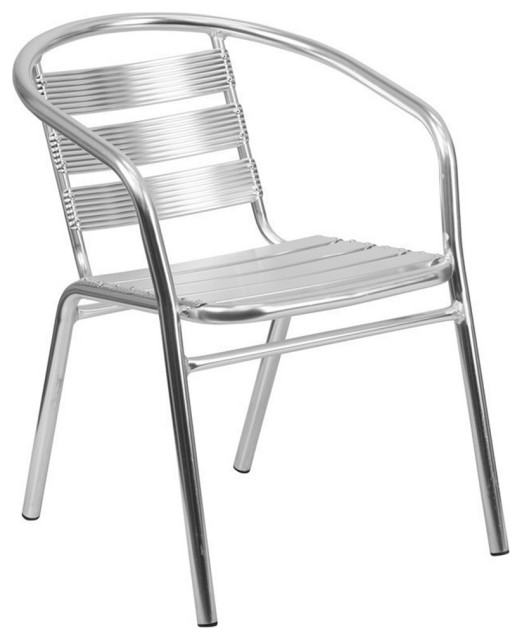 Flash Furniture Metal Stacking Patio Chair in Silver