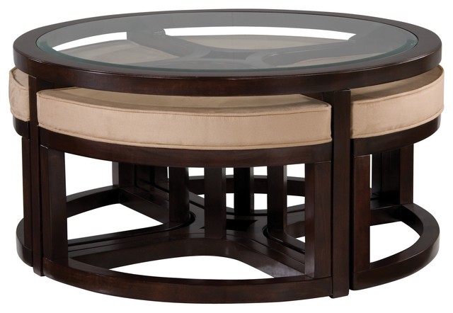 juniper glass coffee table w/ ottomans juniper glass coffee table w/ ottomans