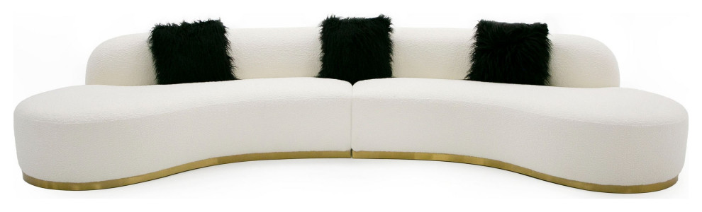 Divani Casa Frontier Glam Cream Fabric Curved Sectional Sofa