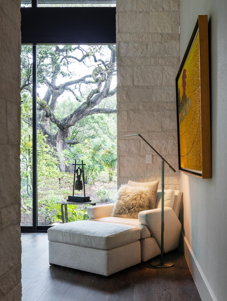 Photo of a contemporary bedroom in Austin.