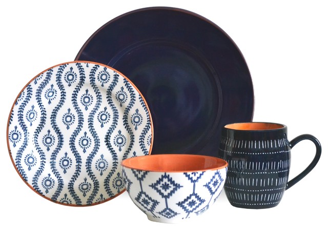Tangiers 16-Piece Dinnerware Set, Blue