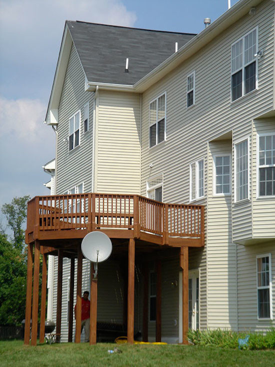 Deck - transitional backyard balcony deck idea in Baltimore with no cover