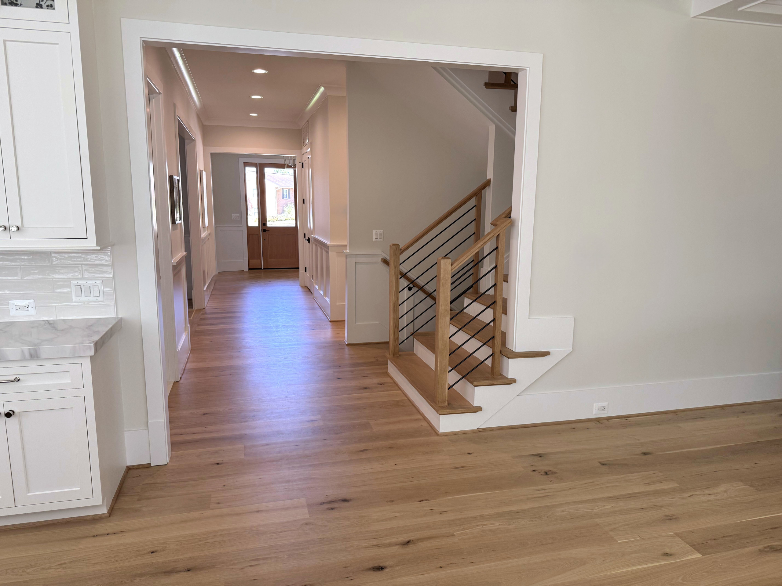 140_Modern White Oak Stair with Horizontal Bar Rail, Falls Church, VA 22043