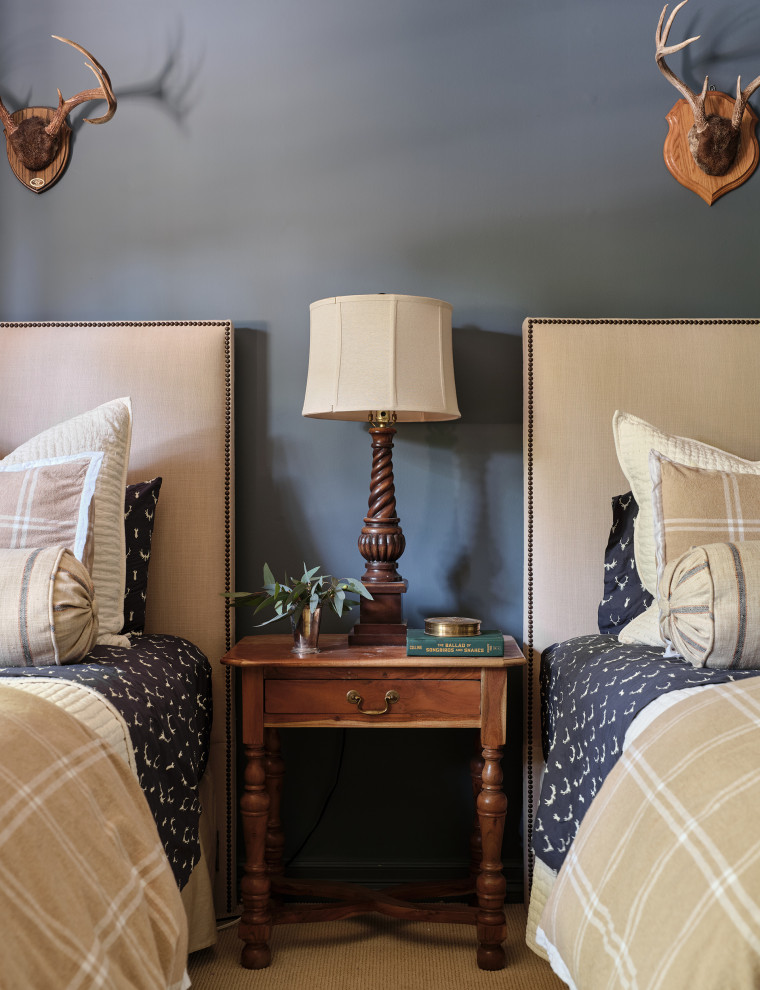 Design ideas for a classic bedroom in Austin with blue walls.