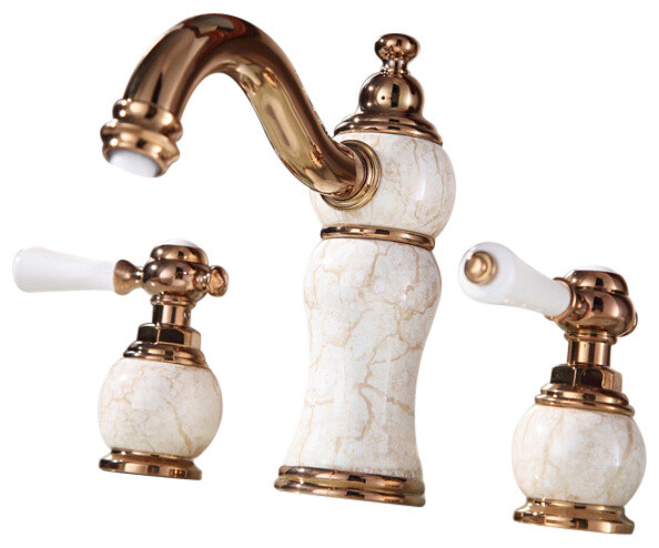 bathroom sink faucets long spout rose gold