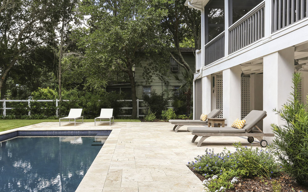 Inspiration for a beach style backyard rectangular pool in Charleston.