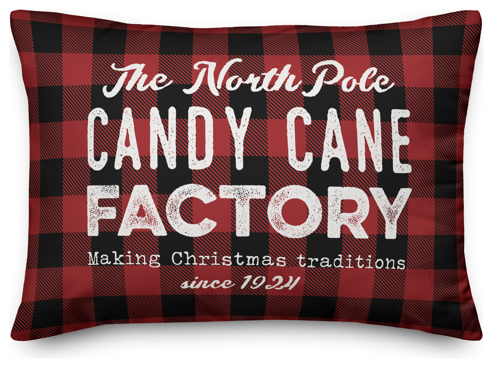 Plaid The North Pole Candy Cane Factory 14"x20" Throw Pillow Cover