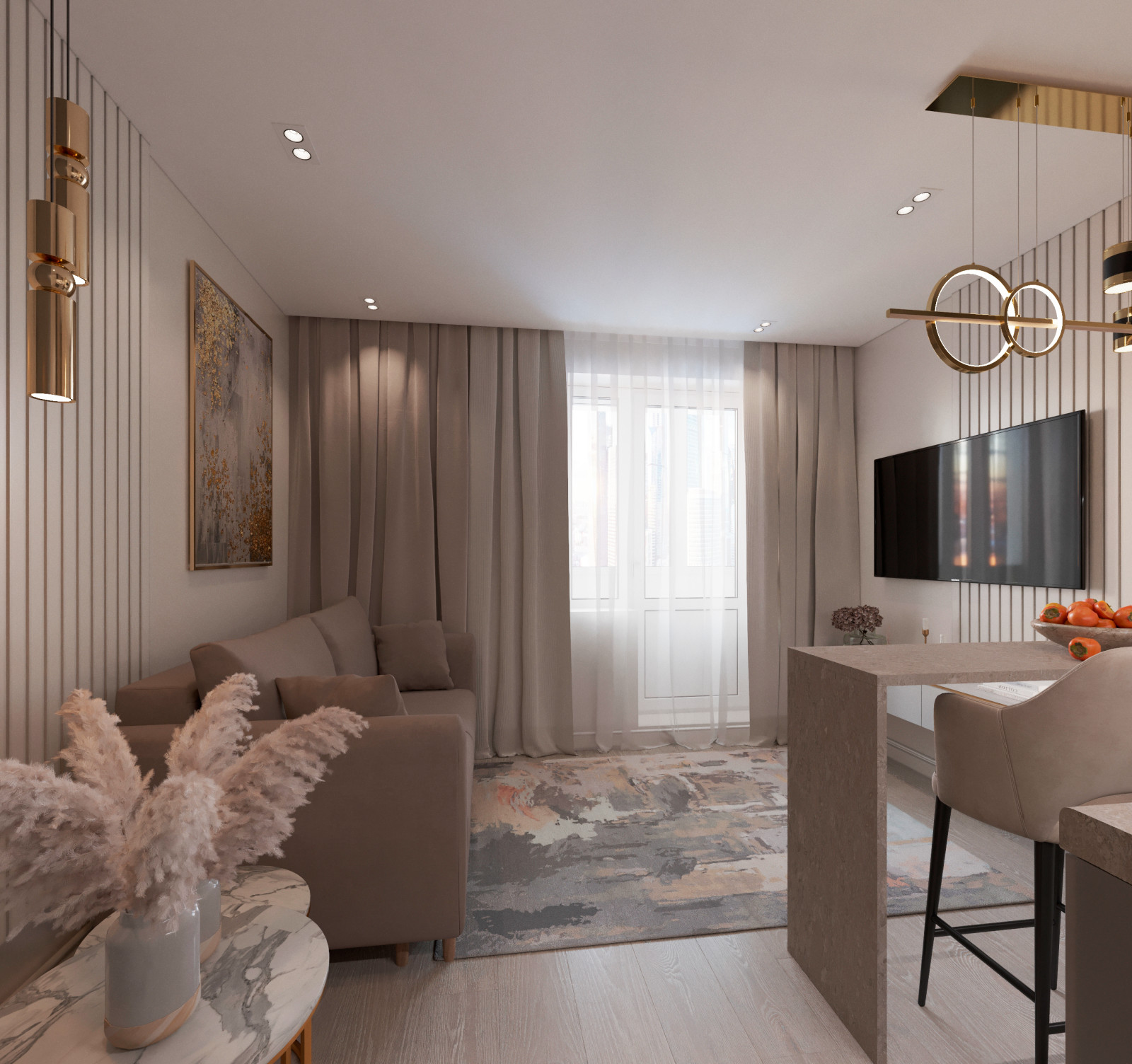 Дизайн-проект студии 21кв.м. для молодой девушки.