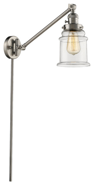 Canton 1-Light LED Swing Arm Light, Brushed Satin Nickel, Glass: Clear