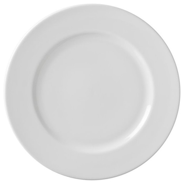 10" Classic White Dinner Plates, Set of 6 Contemporary Dinner