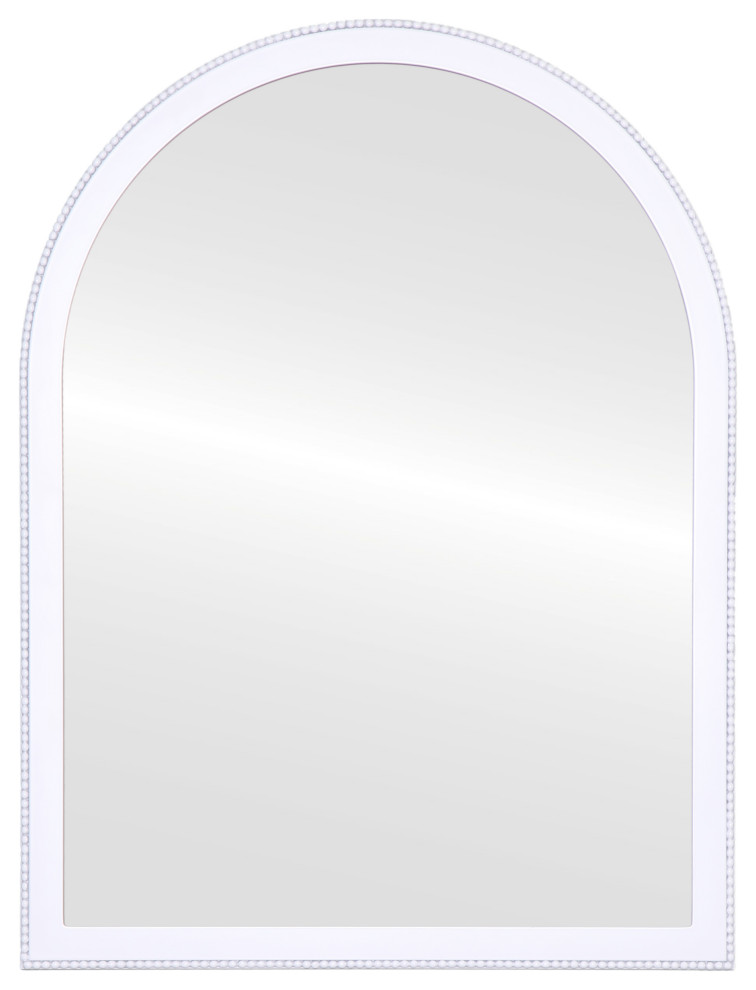 Vienne Framed Vanity Mirror, Crescent Cathedral, 24.4"x32.4", Linen White