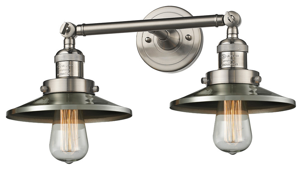Franklin Restoration Railroad 2 Light Bathroom Vanity Light, Brushed