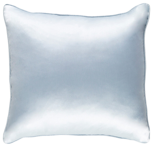 Solid and Border Polyester Pale Blue Accent Pillow, 18  x18