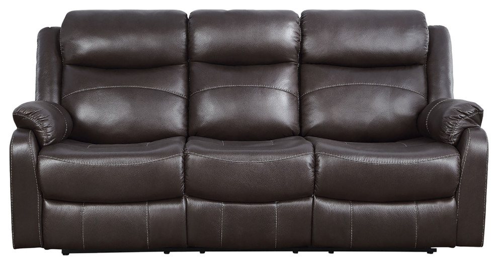 Lexicon Double Reclining Sofa with DropDown Cup Holders Dark Brown