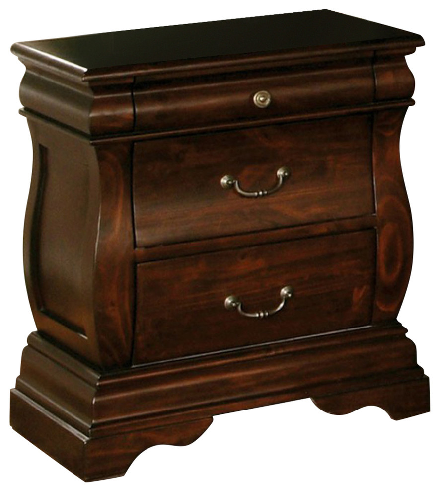 Transitional Nightstand, Dark Walnut Traditional Nightstands And
